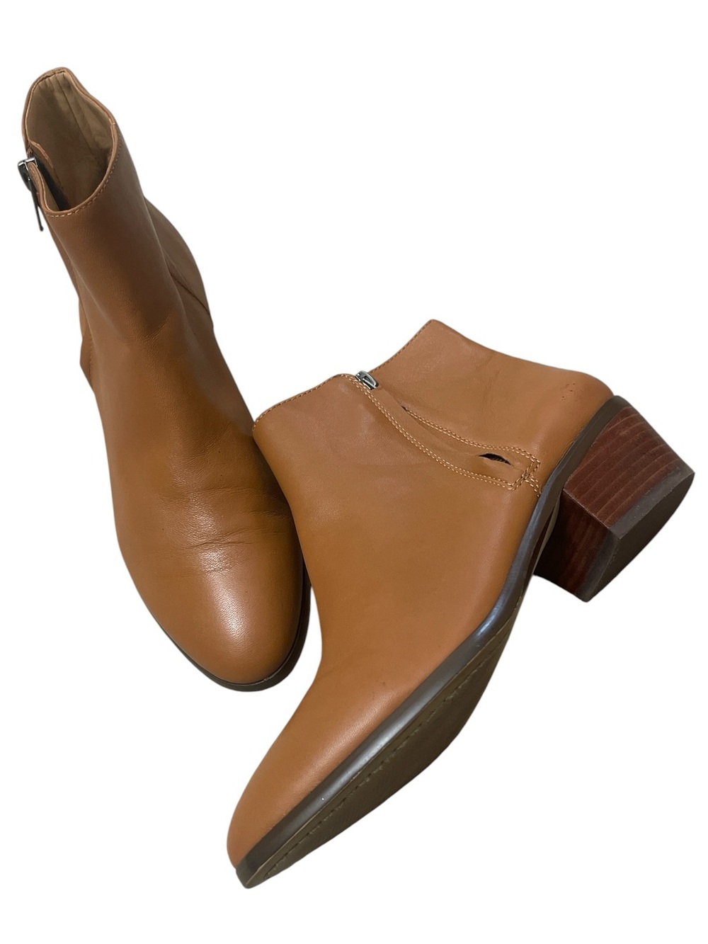 J. Crew Tan Leather Block Heel Ankle Boots